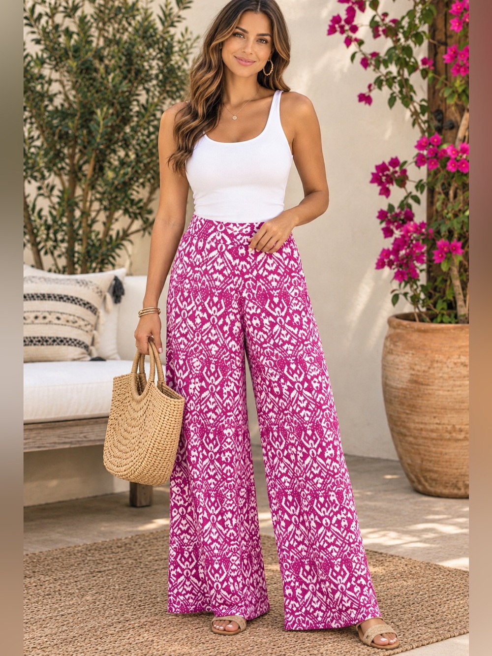 Lauren Ralph Lauren Pink boho palazzo pants size M